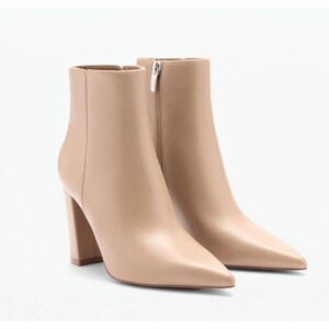 MNG BY MANGO $139 Block Heel Ankle Boots beige SZ 39 US 8.5